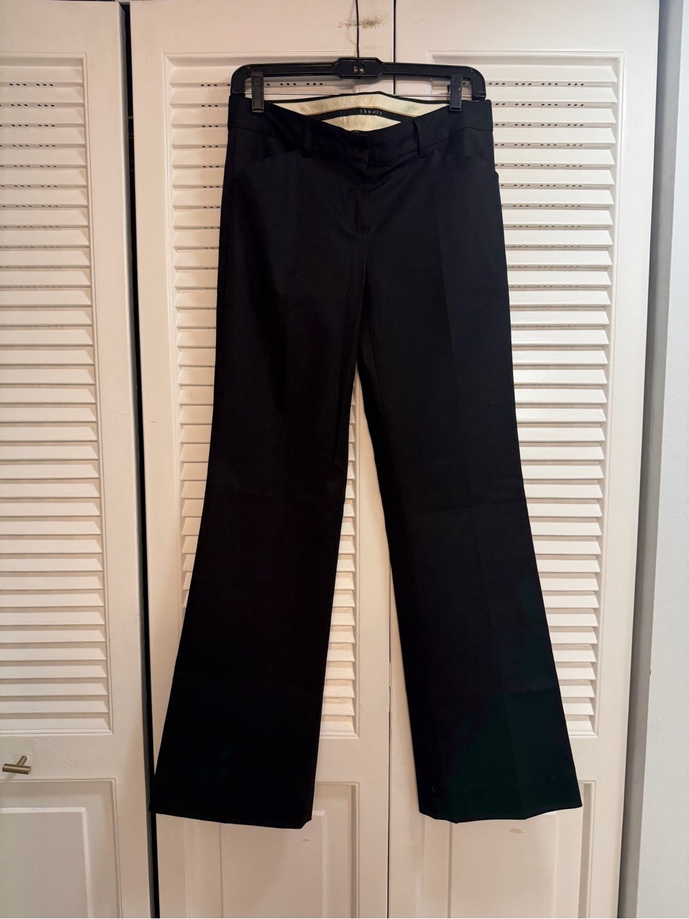 Theory Black Cotton Wide Flair Dress Pants Size 6